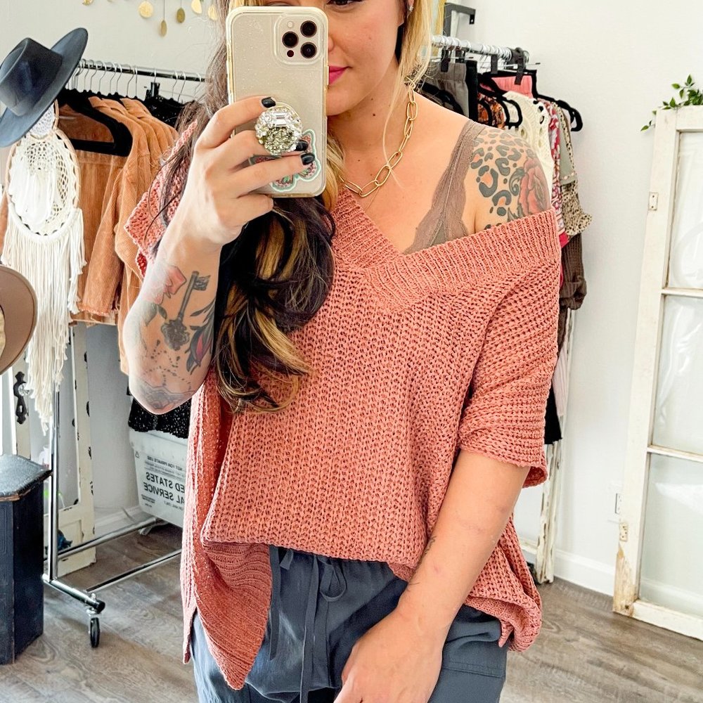 GINGER Vneck Short Sleeve Sweater Vest - Picture 1 of 5